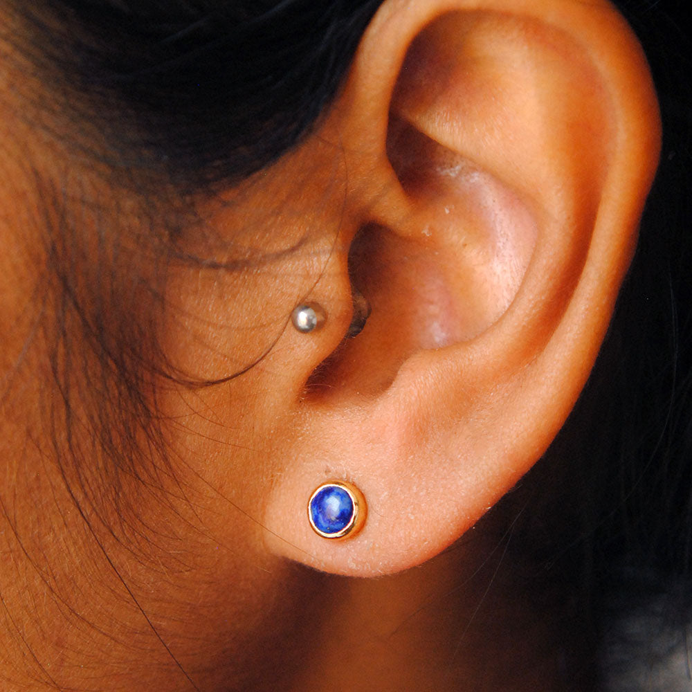 3mm 4mm Lapis Lazuli Bezel Stud