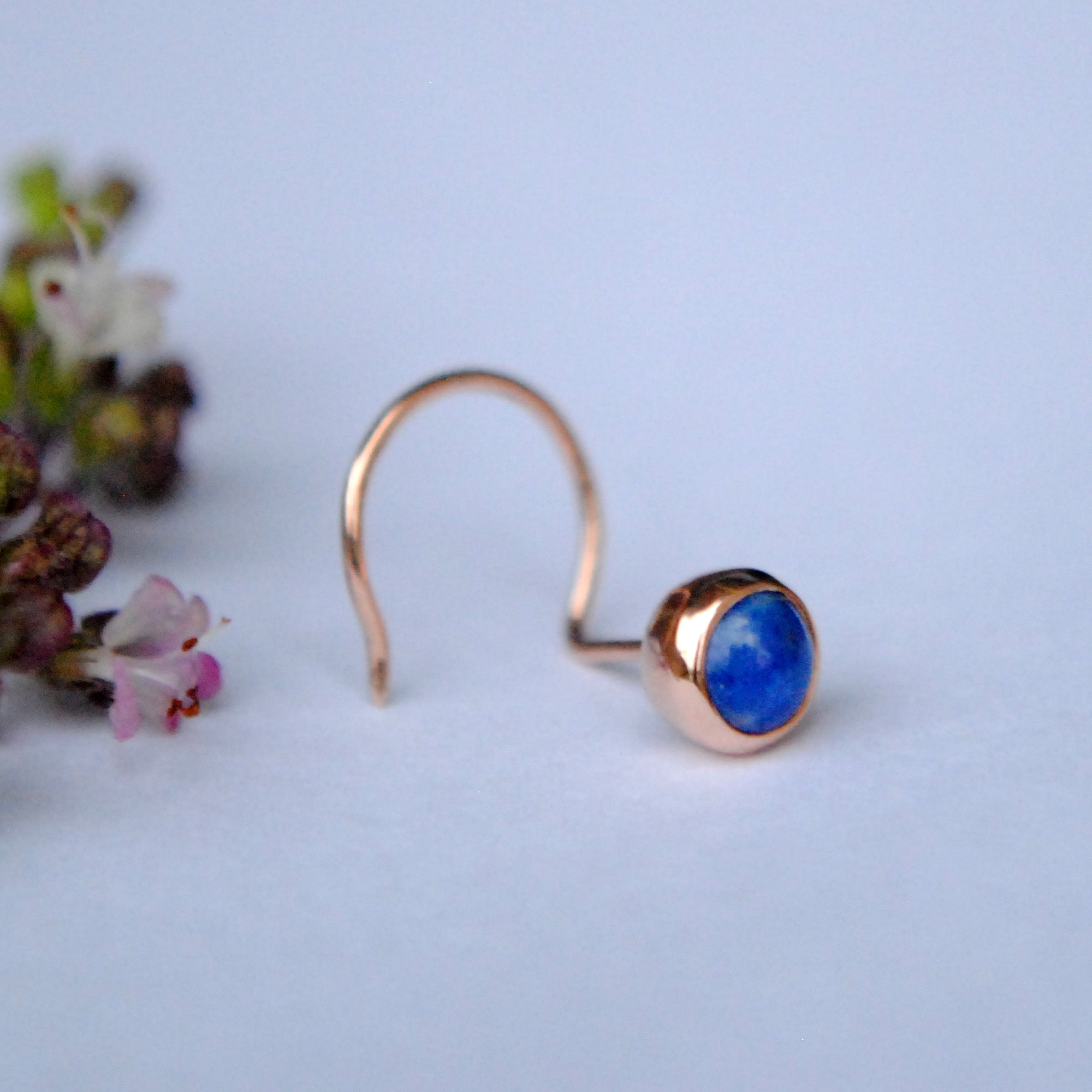 3mm 4mm Lapis Lazuli Bezel Stud
