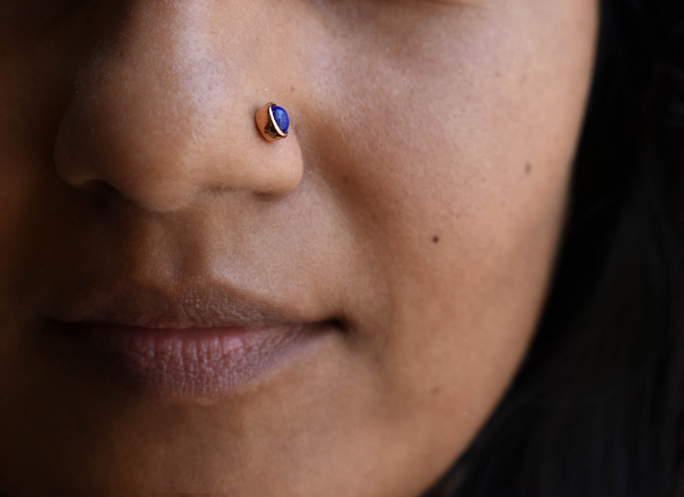 3mm 4mm Lapis Lazuli Bezel Stud