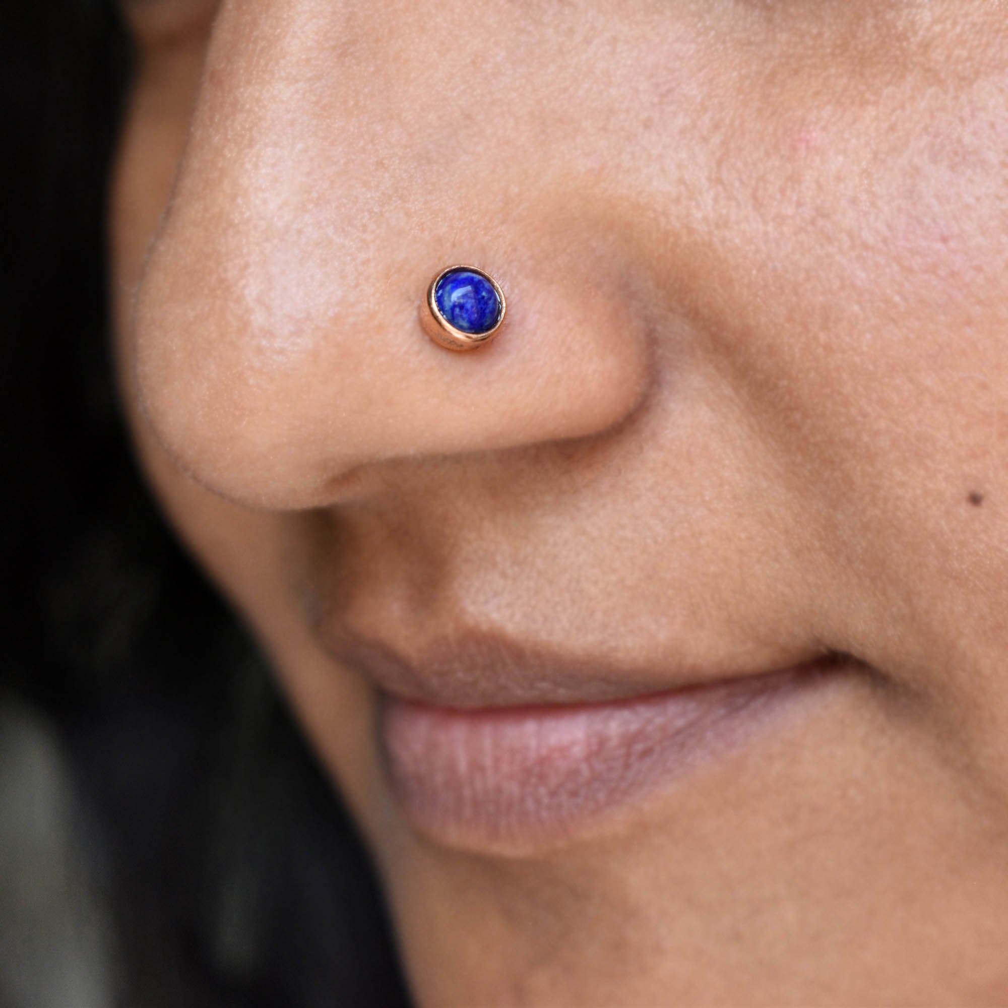 3mm 4mm Lapis Lazuli Bezel Stud