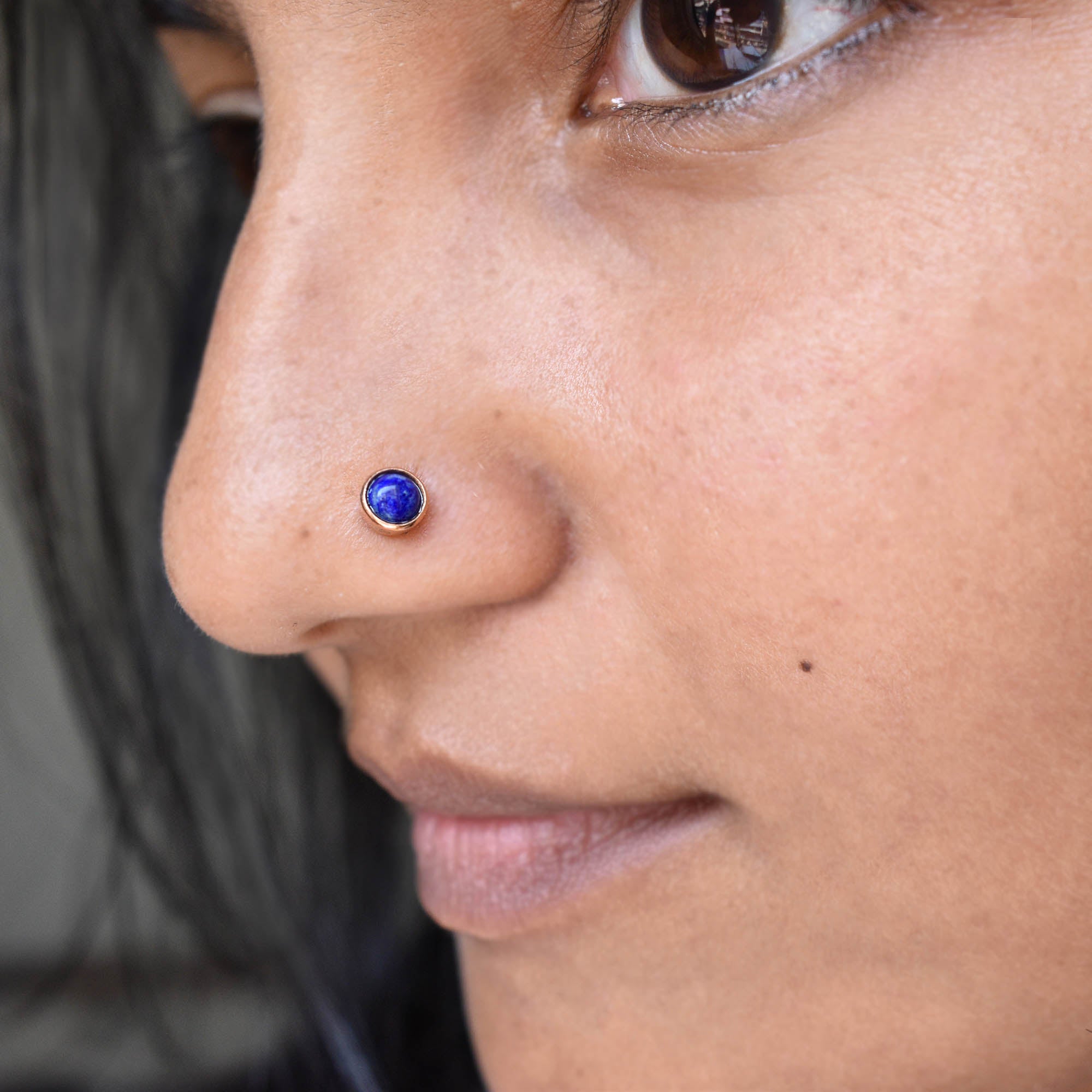 3mm 4mm Lapis Lazuli Bezel Stud