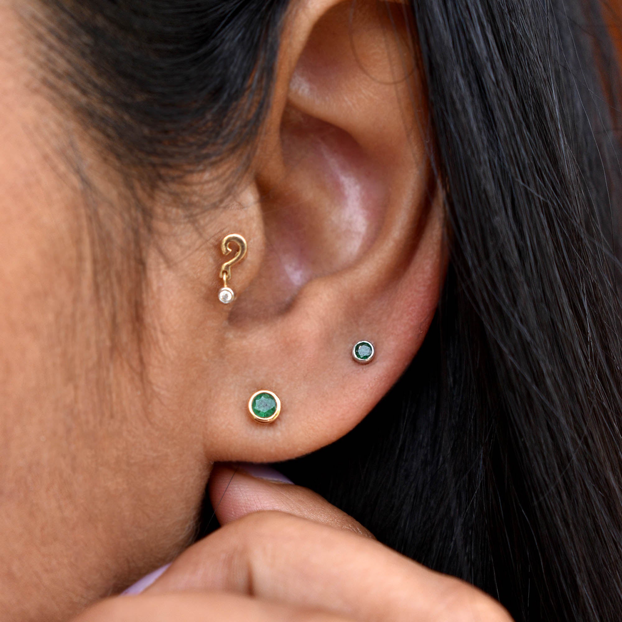 2mm 3mm Natural Green Emerald Stud, May Birthstone