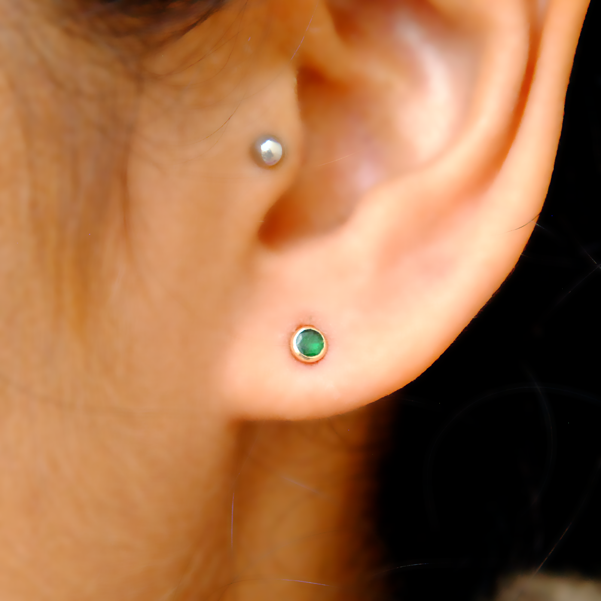 2mm 3mm Natural Green Emerald Stud, May Birthstone
