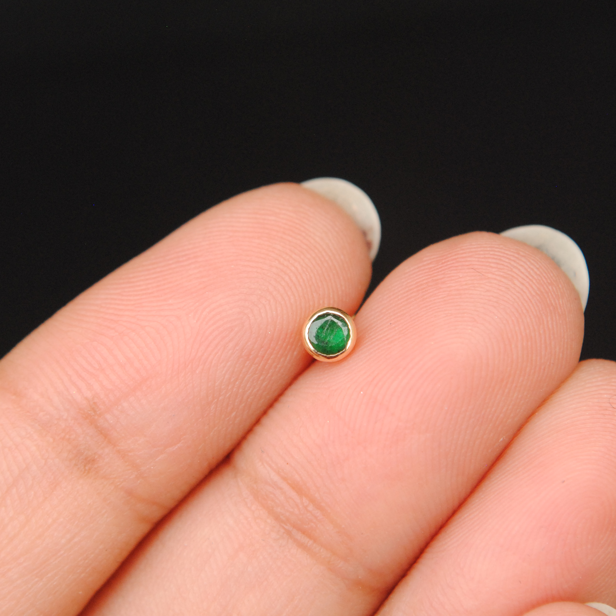 2mm 3mm Natural Green Emerald Stud, May Birthstone