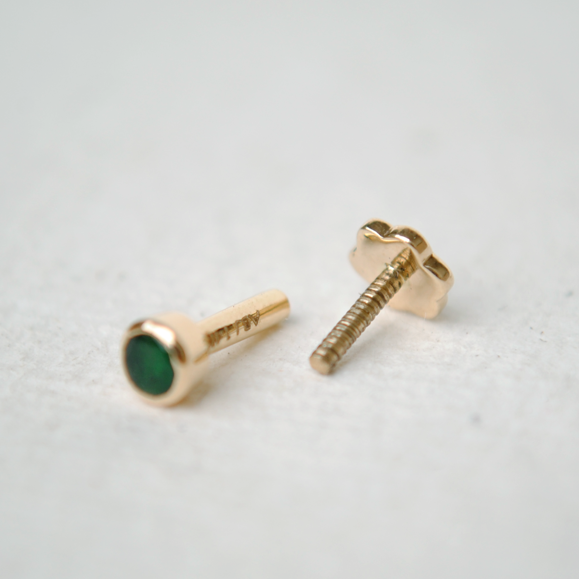 2mm 3mm Natural Green Emerald Stud, May Birthstone