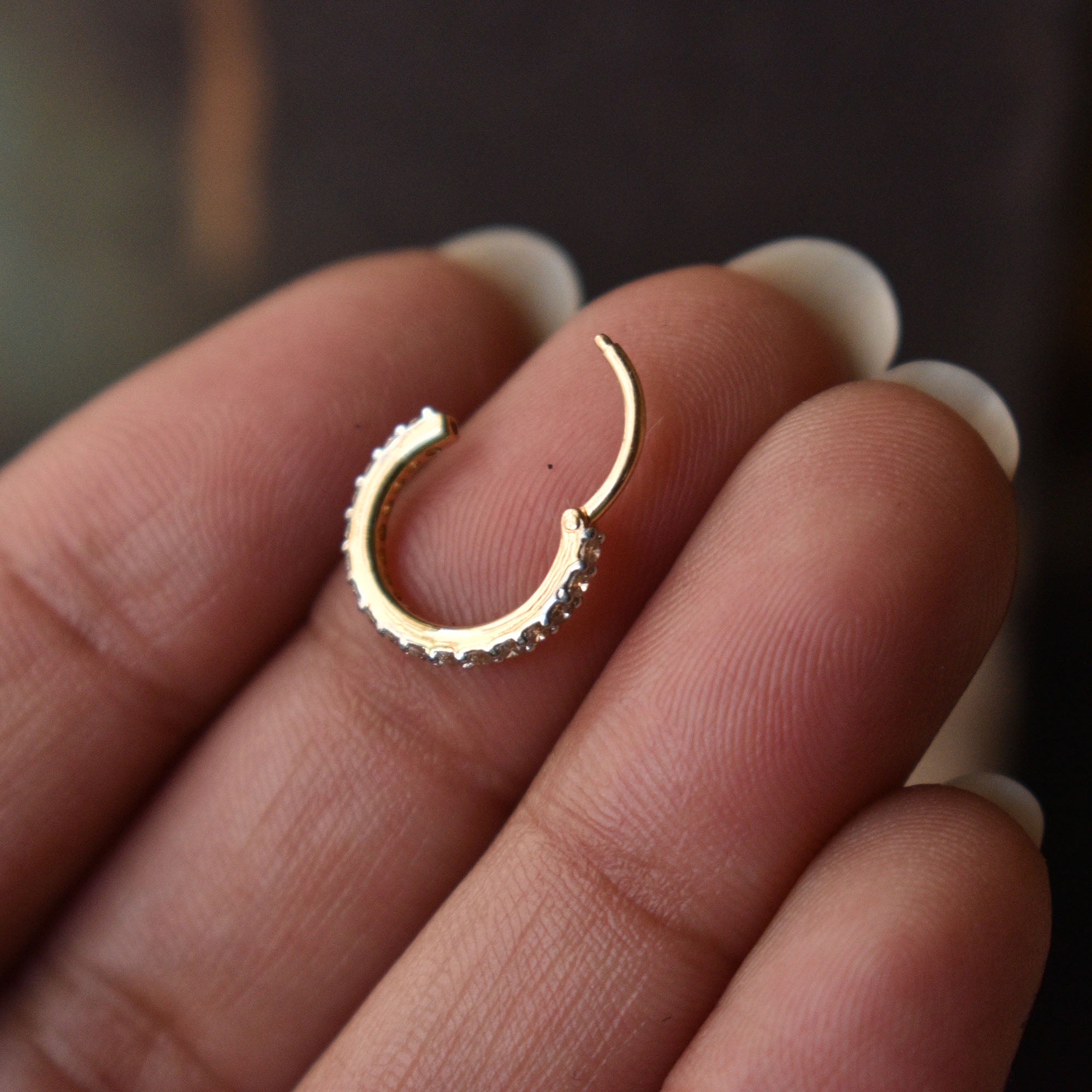 5-13mm Single Line Diamond Infinity Clicker Hoop