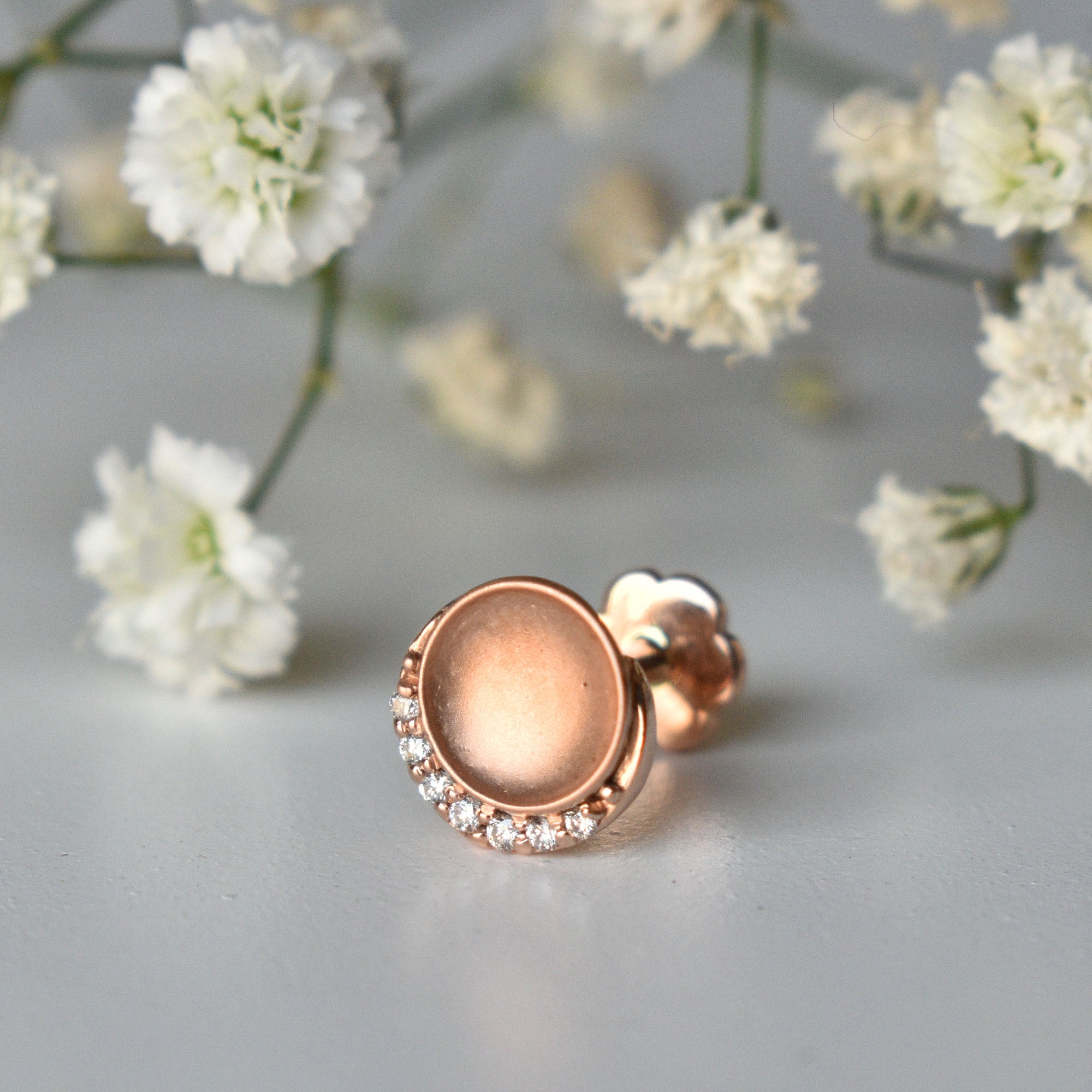 Circle Earrings with Diamond Crescent