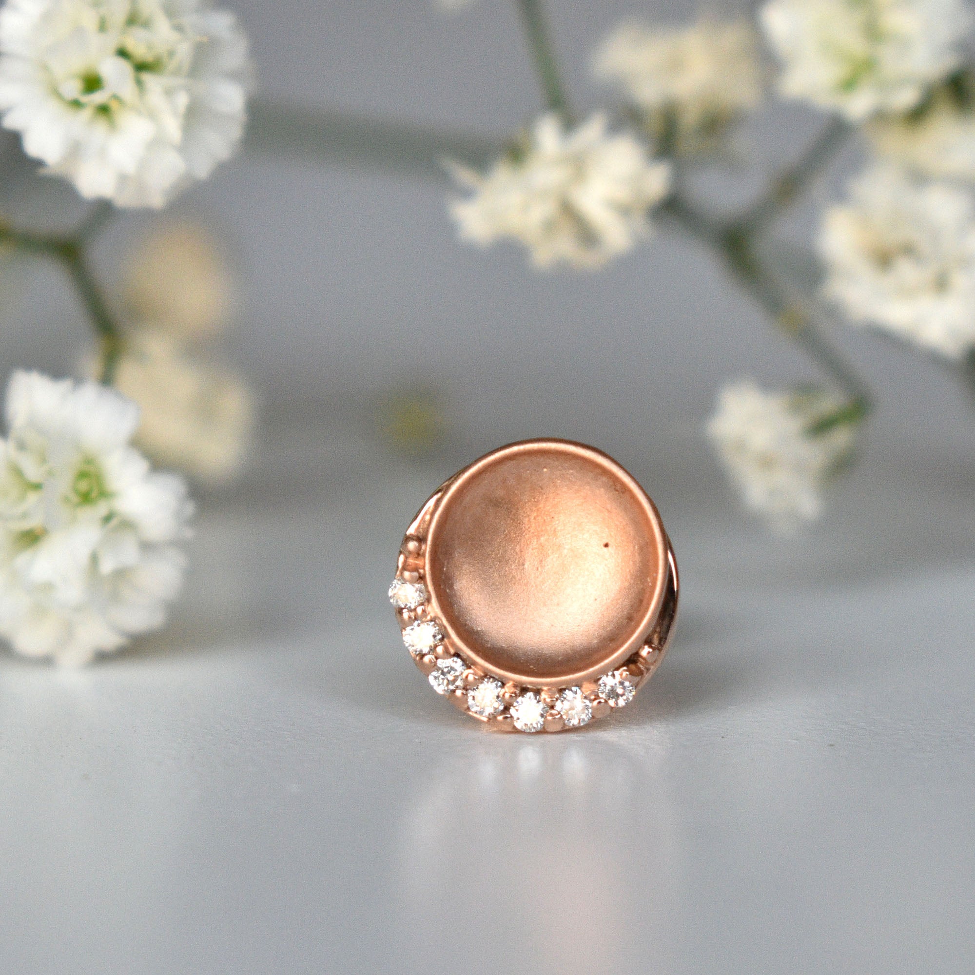 Circle Earrings with Diamond Crescent