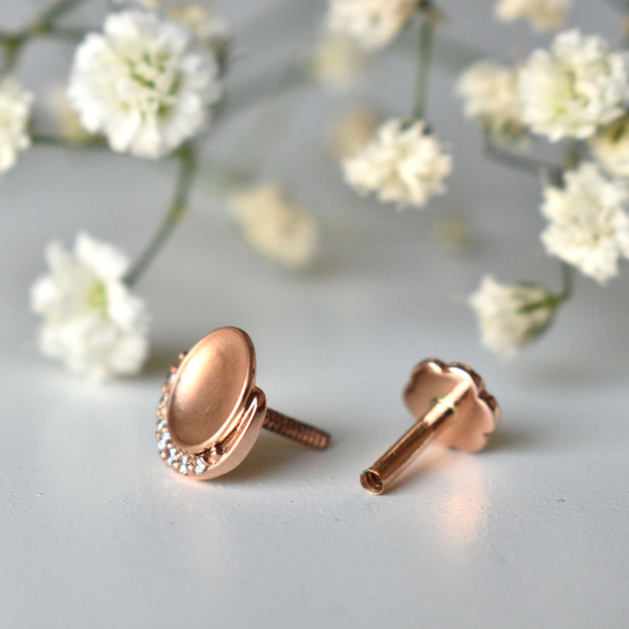 Circle Earrings with Diamond Crescent