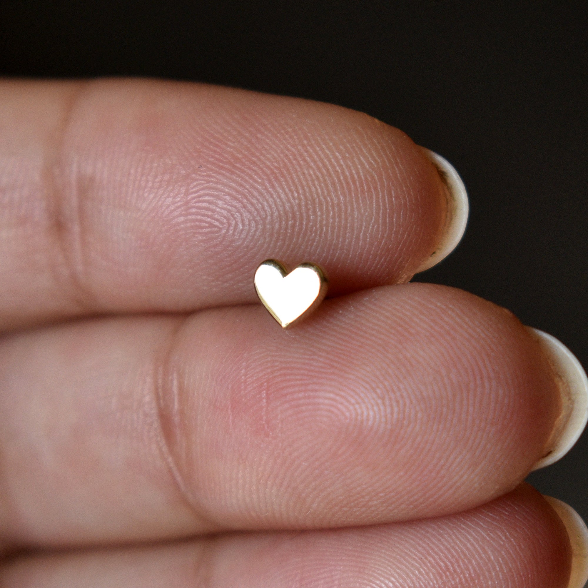 Tiny Gold Heart Piercing Stud