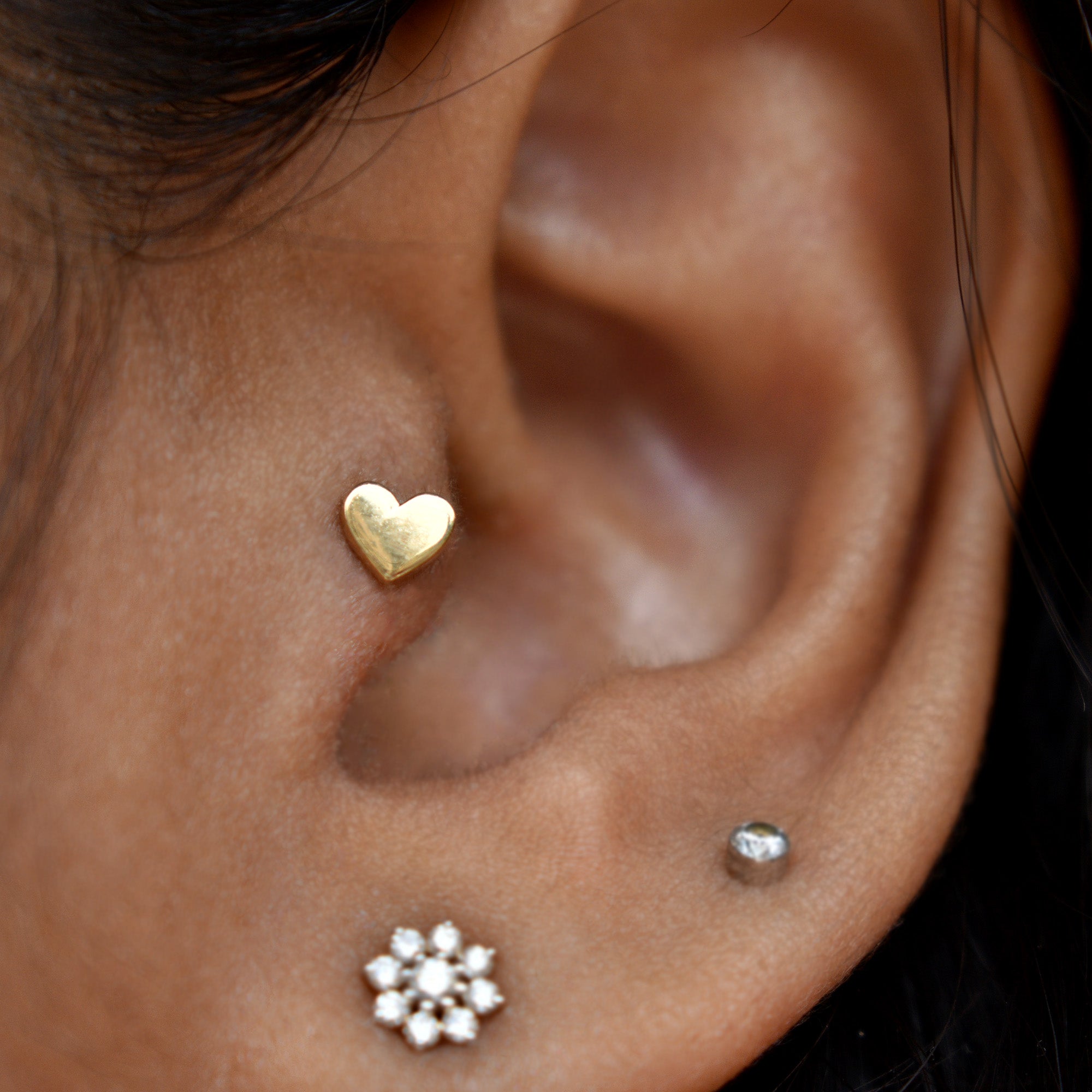 Tiny Gold Heart Piercing Stud