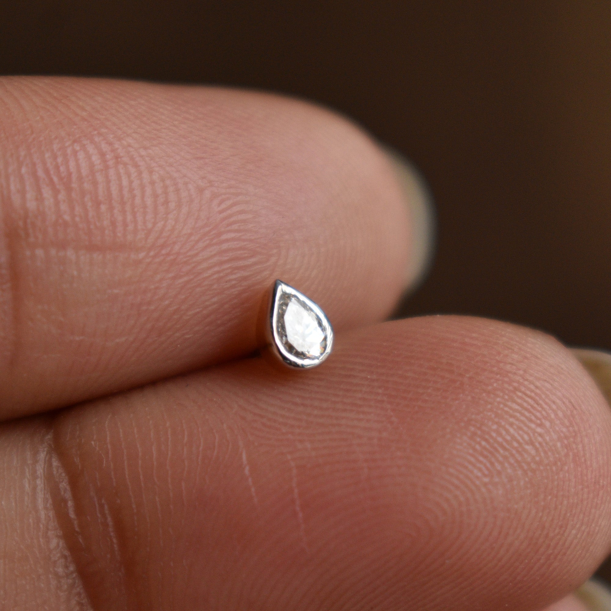 0.10Ct Pear Diamond Dermal Top Piercing Stud