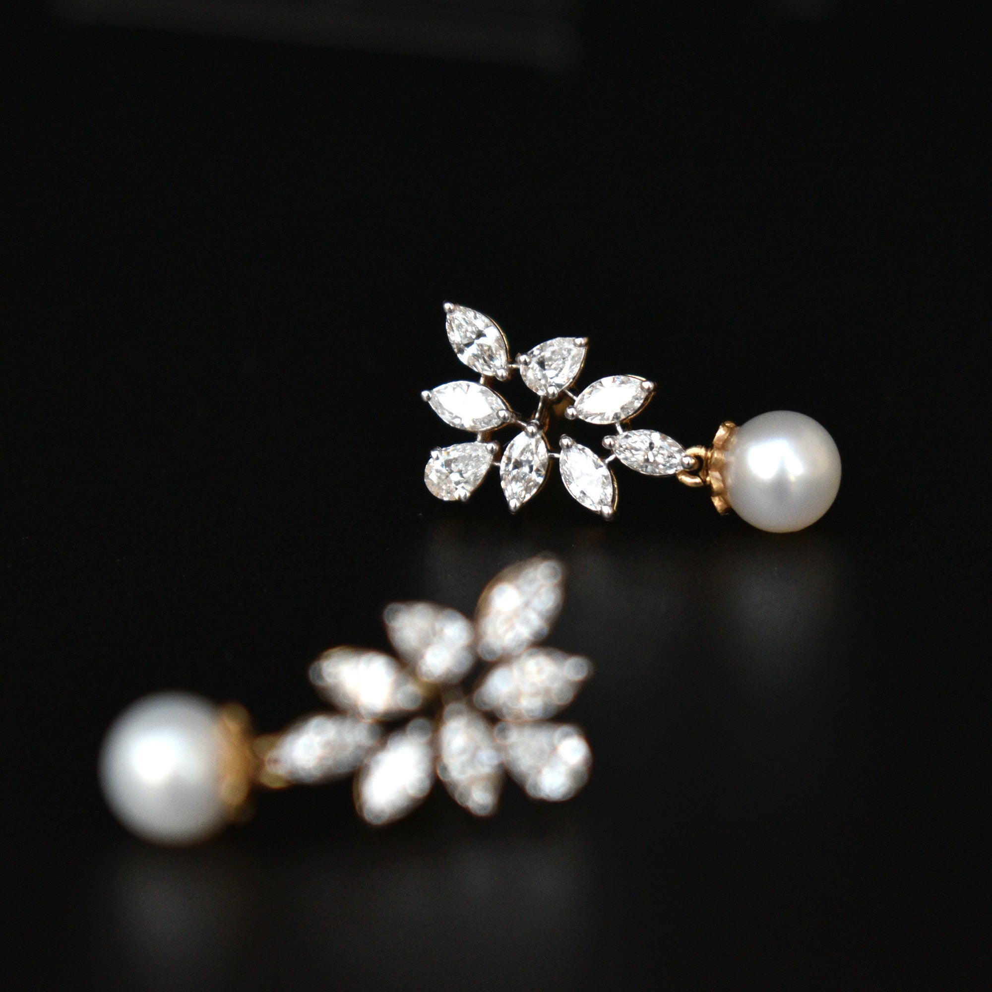 Fancy Cut Diamond Cluster Earrings