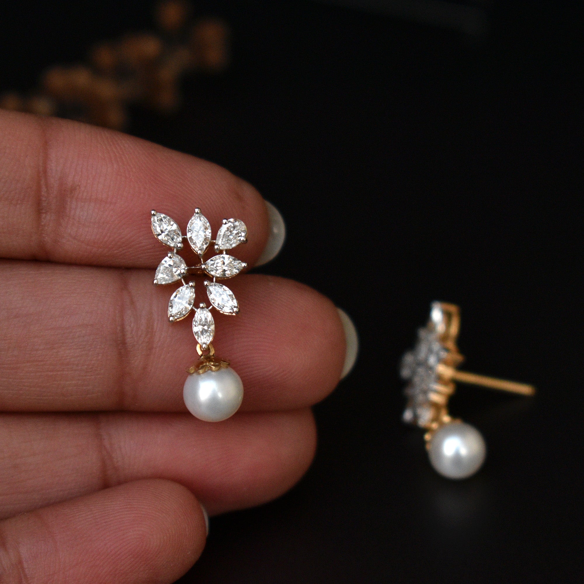 Fancy Cut Diamond Cluster Earrings
