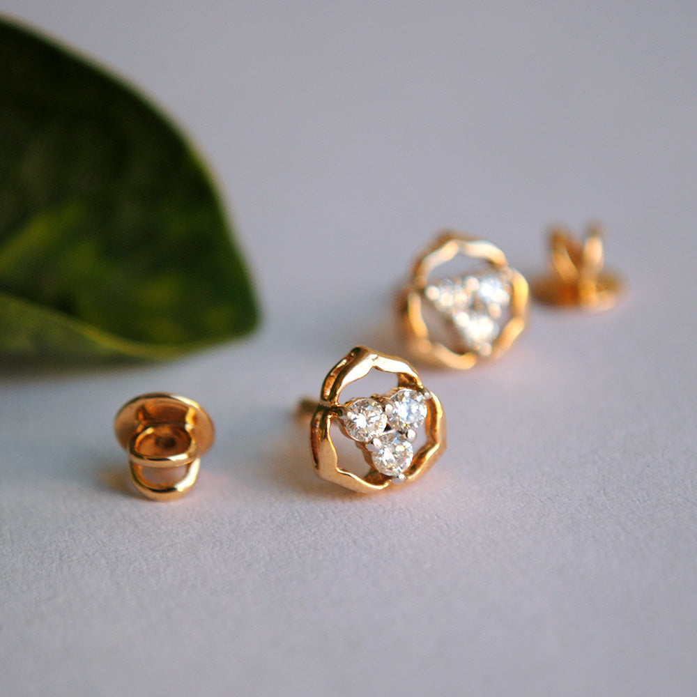 Floral Trinity Diamond Cluster Earrings