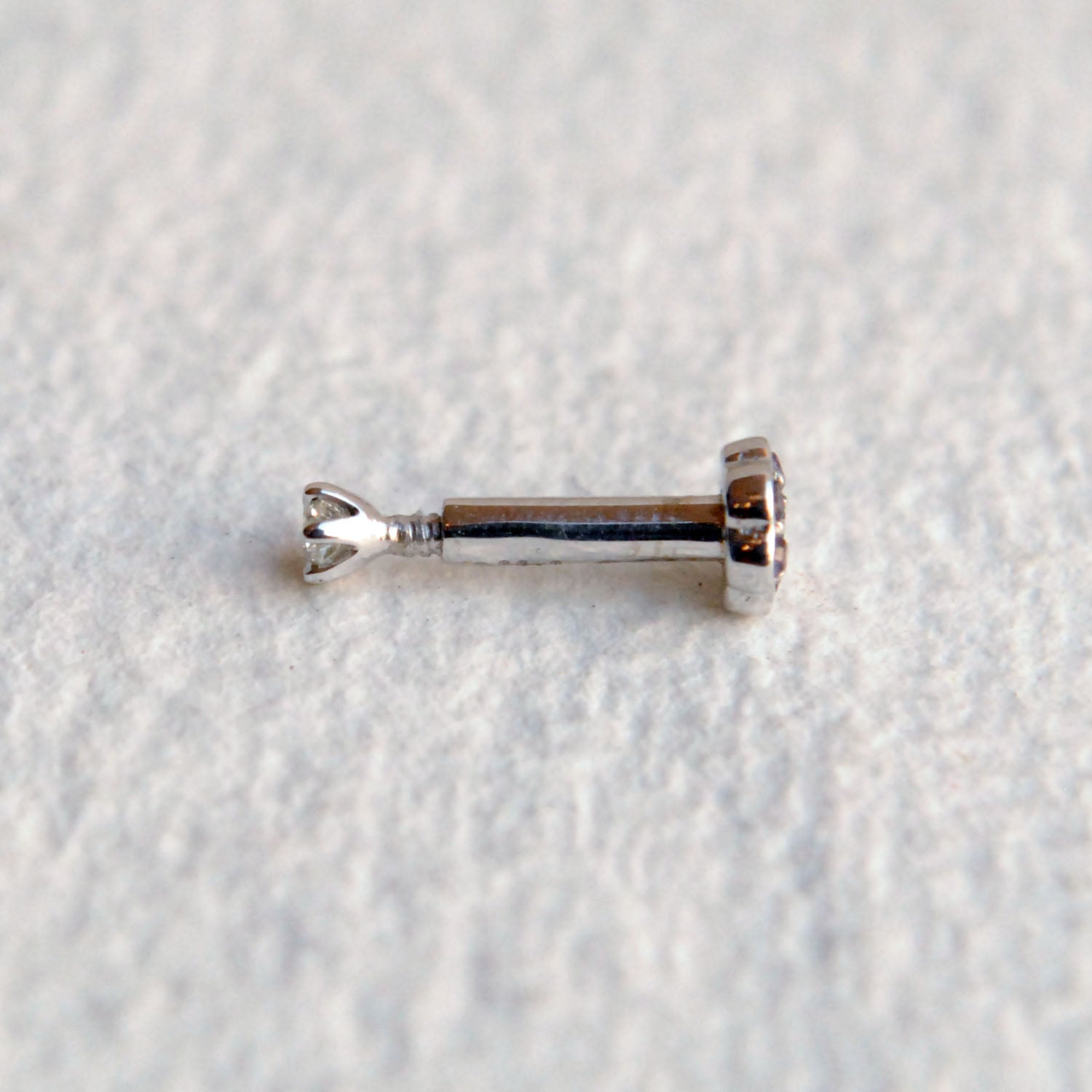 14K Two-Sided Diamond & Amethyst Stud