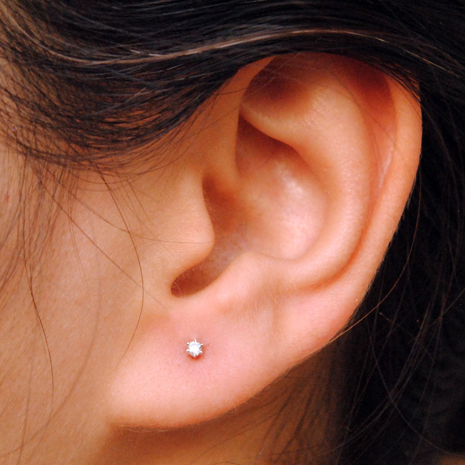 14K Two-Sided Diamond & Amethyst Stud