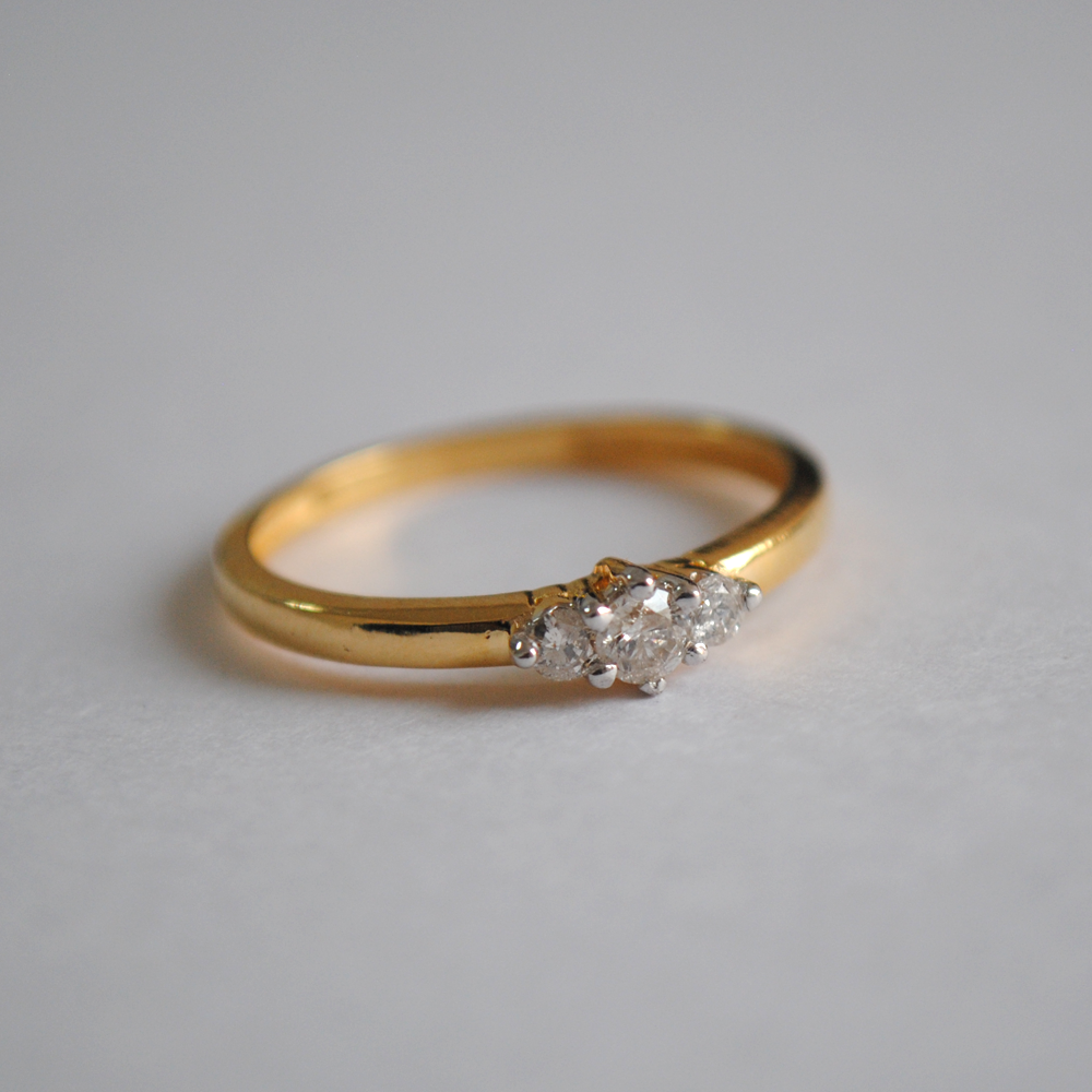 Three Round Brilliant Diamond Prong Setting Engagement Ring