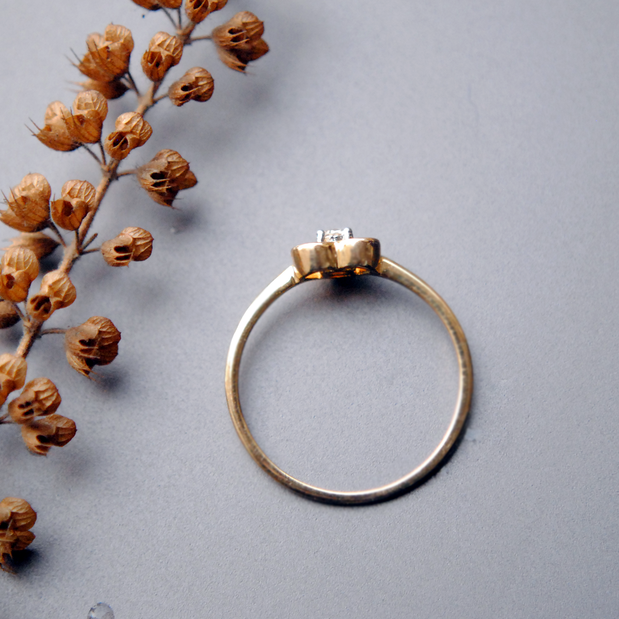 Dainty Heart Shaped Round Diamond Ring