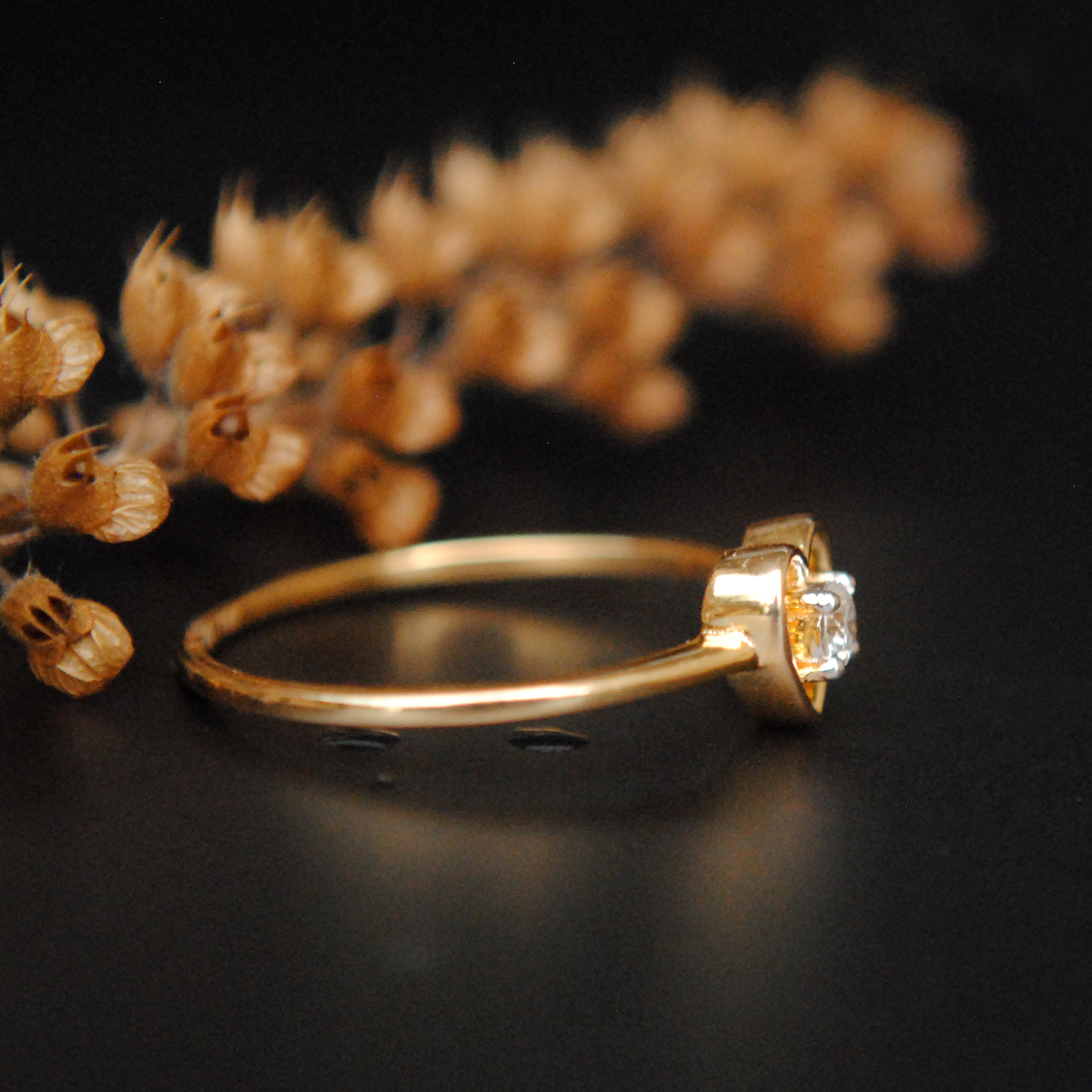 Dainty Heart Shaped Round Diamond Ring