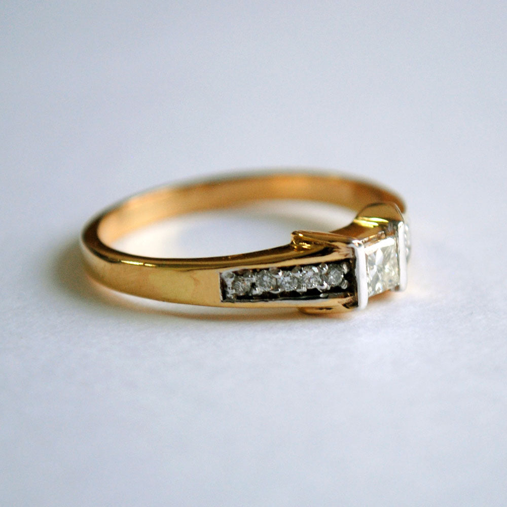 Princess Cut Broad Studded Band Diamond Ring