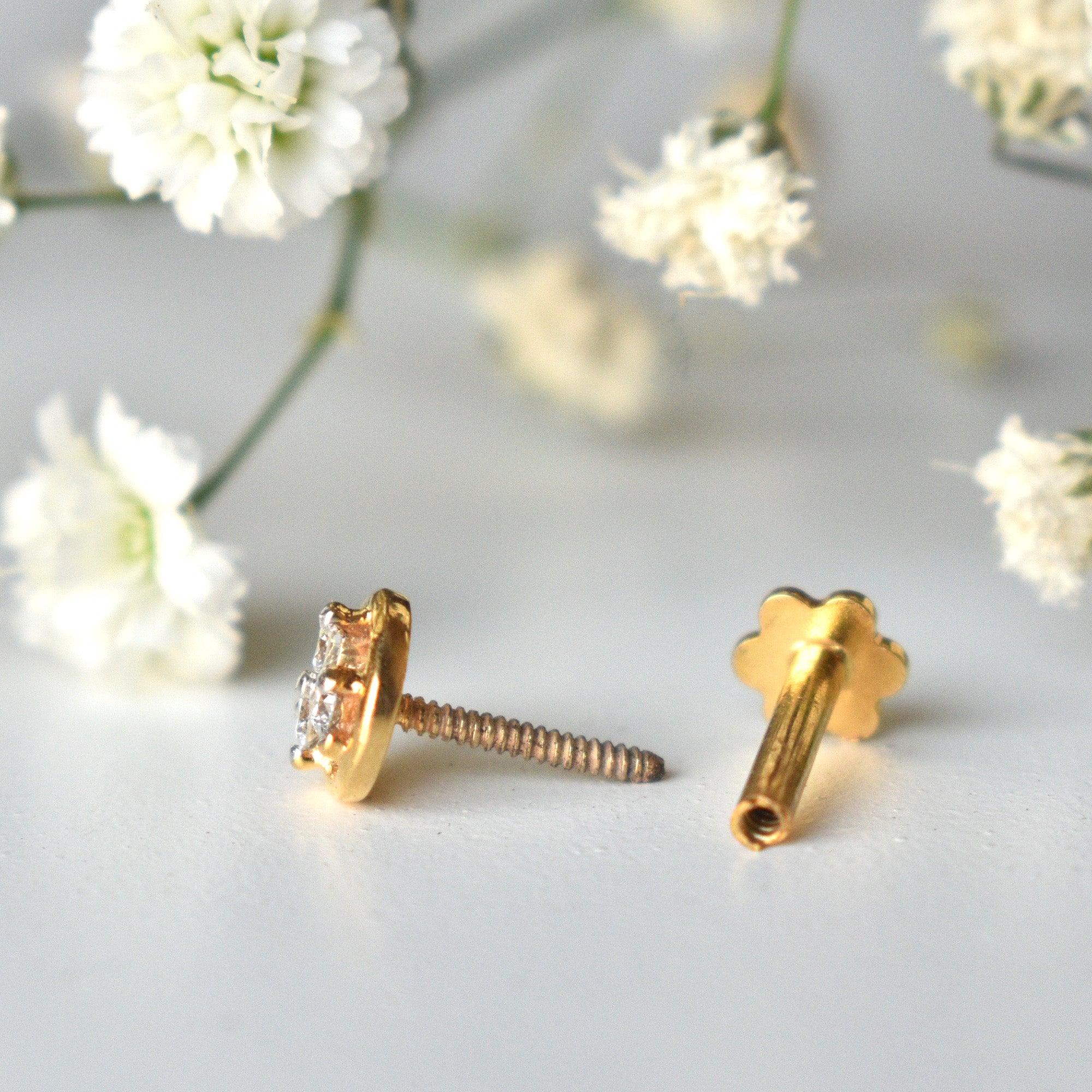 Trinity Diamond Stud with Gold Halo