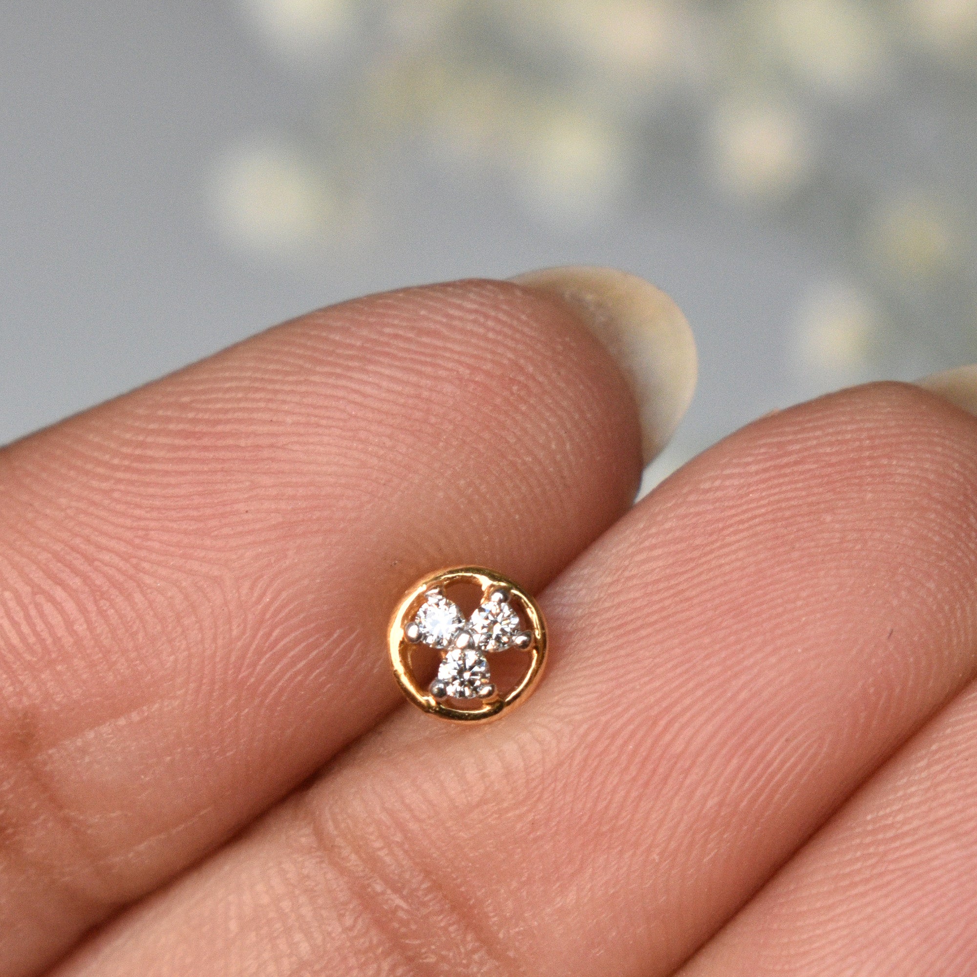 Trinity Diamond Stud with Gold Halo
