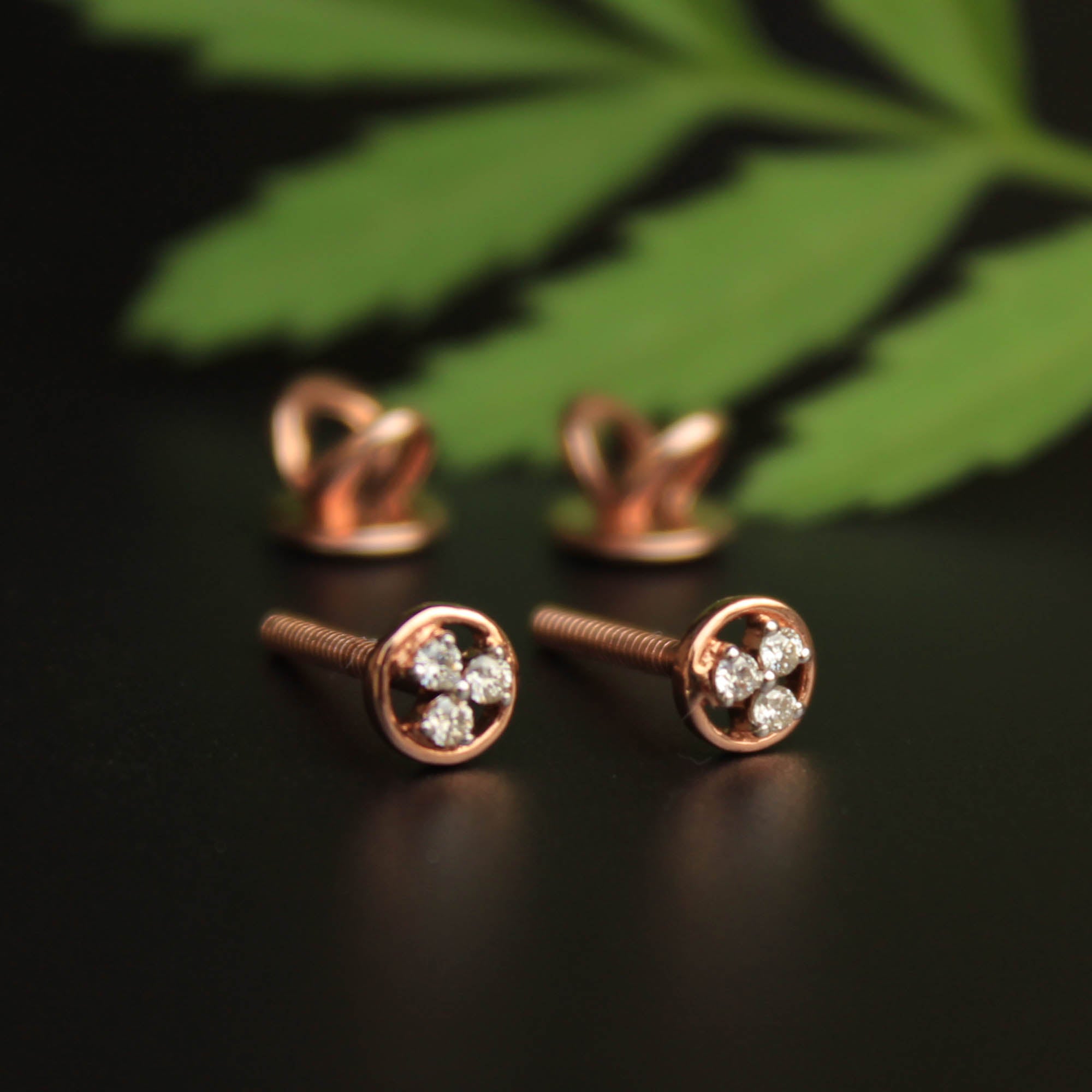 Trinity Diamond Stud with Gold Halo