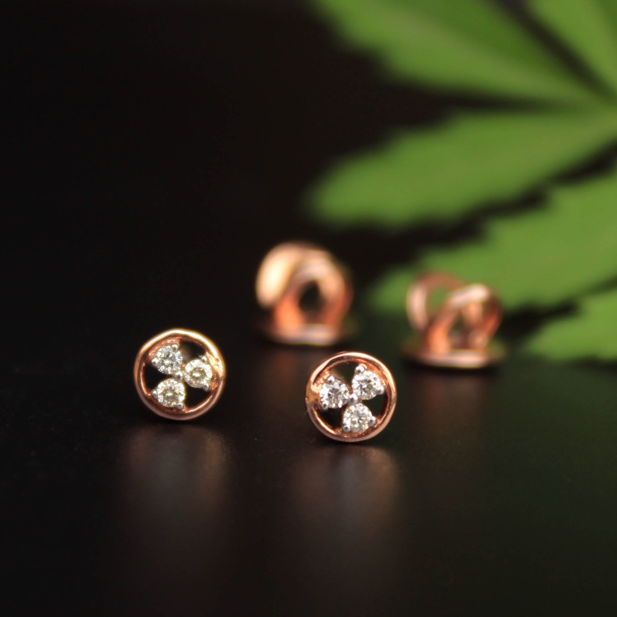 Trinity Diamond Stud with Gold Halo