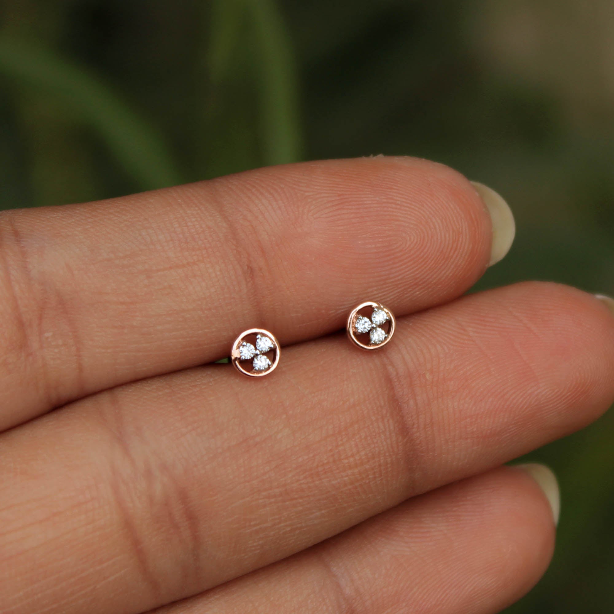 Trinity Diamond Stud with Gold Halo