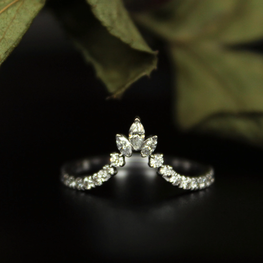 Deep V Diamond Ring Enhancer with Marquise & Round Diamonds