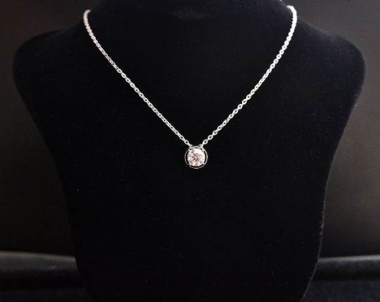 1 Carat Moissanite Solitaire Diamond Necklace in 14k Solid Gold and Dainty Cable Chain