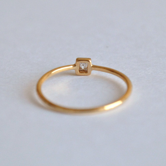 Dainty Bezel Set Princess Cut Diamond Ring