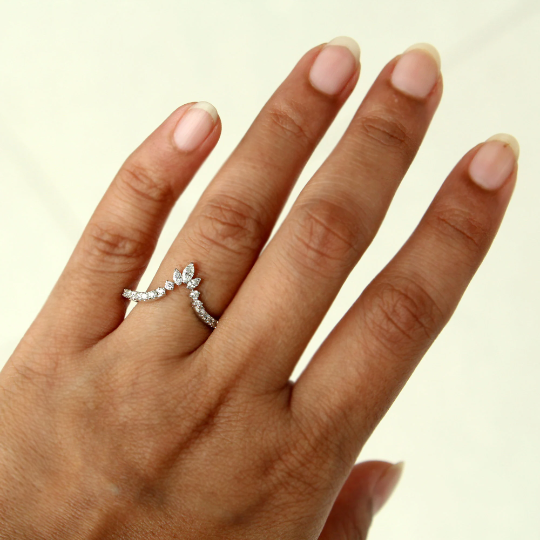 Deep V Diamond Ring Enhancer with Marquise & Round Diamonds