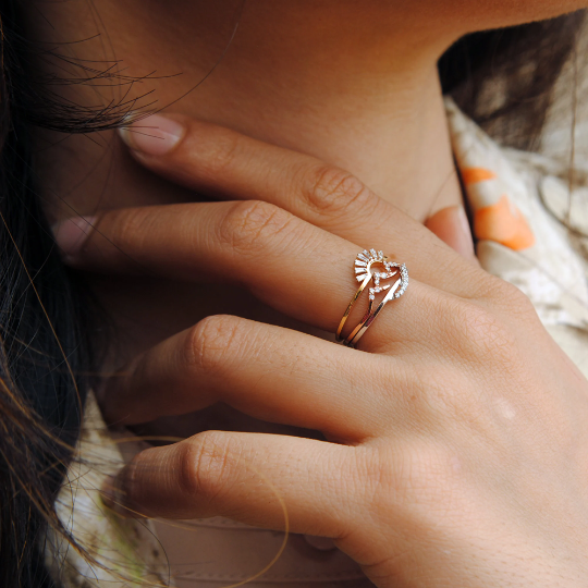 Three Ring Set, Your Place of Love, Sun Mountain River Nature Proposal Ring Stack