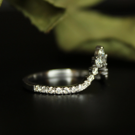 Deep V Diamond Ring Enhancer with Marquise & Round Diamonds