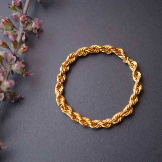 2.25mm Solid 18k Gold Thick Twisted Rope Chain Ring
