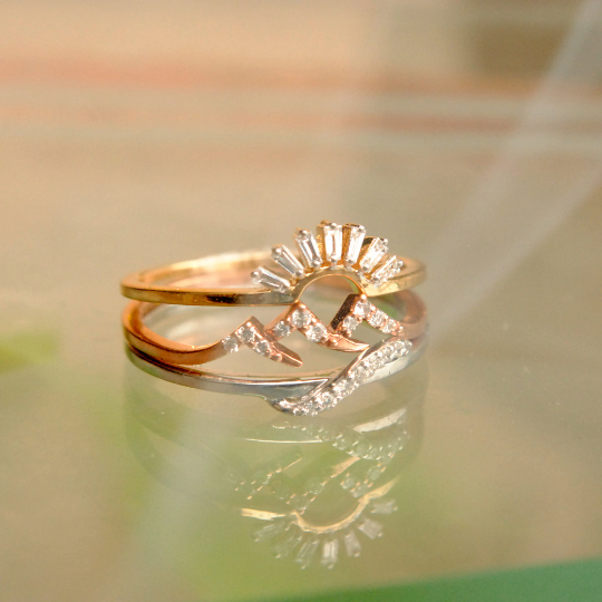 Three Ring Set, Your Place of Love, Sun Mountain River Nature Proposal Ring Stack