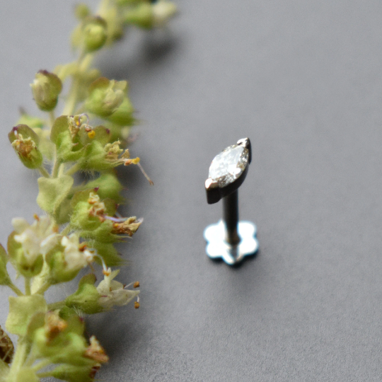 4x2mm Marquise Diamond Piercing Stud