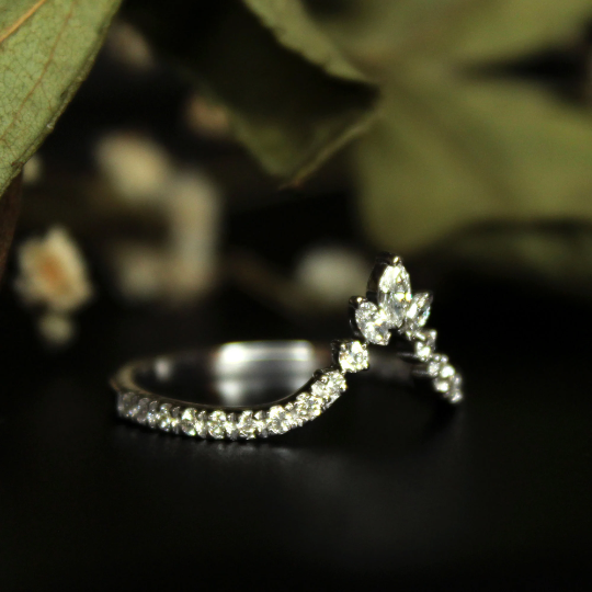 Deep V Diamond Ring Enhancer with Marquise & Round Diamonds