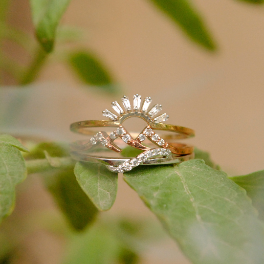 Three Ring Set, Your Place of Love, Sun Mountain River Nature Proposal Ring Stack