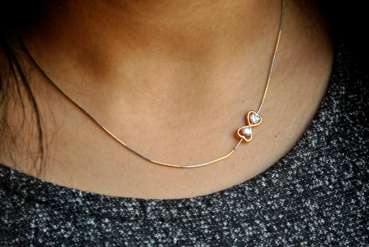 Twin Heart Infinity Necklace in 18K Gold