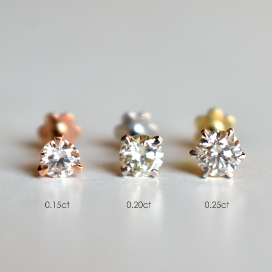 3mm 4mm Diamond 14k Solid Gold Flatback Stud (0.15-0.25 Ct)