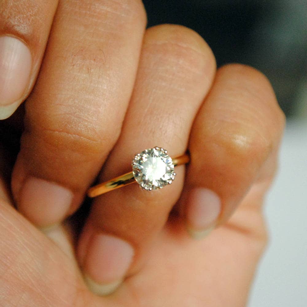 0.5 & 1 Carat Round Natural Diamond Triple Claw Prong Ring