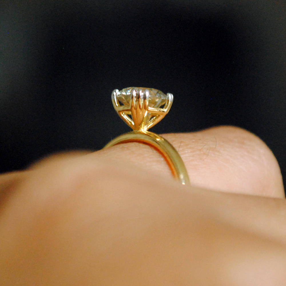 0.5 & 1 Carat Round Natural Diamond Triple Claw Prong Ring