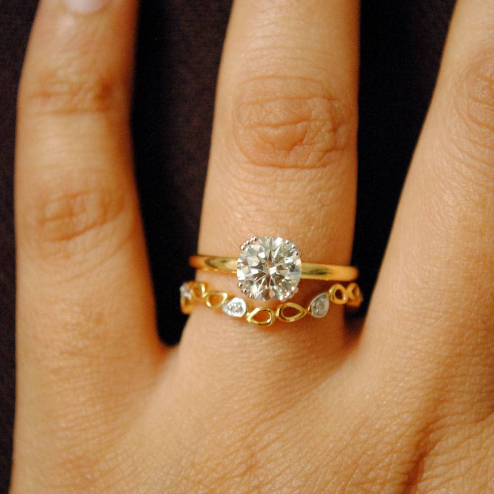 0.5 & 1 Carat Round Natural Diamond Triple Claw Prong Ring