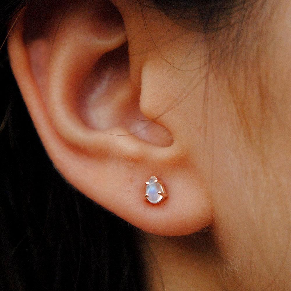 5x3mm Pear Moonstone Studs