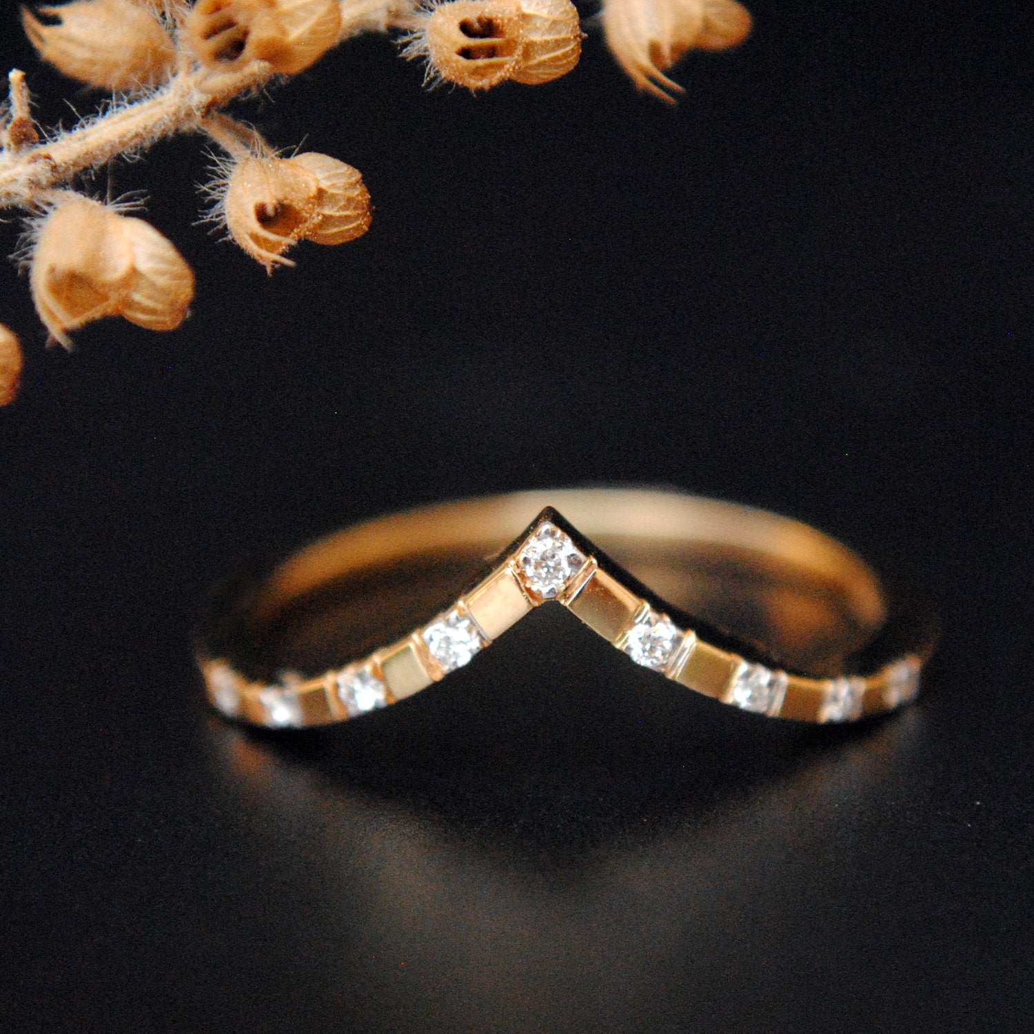 Chevron Ring Stackable V Diamond Ring