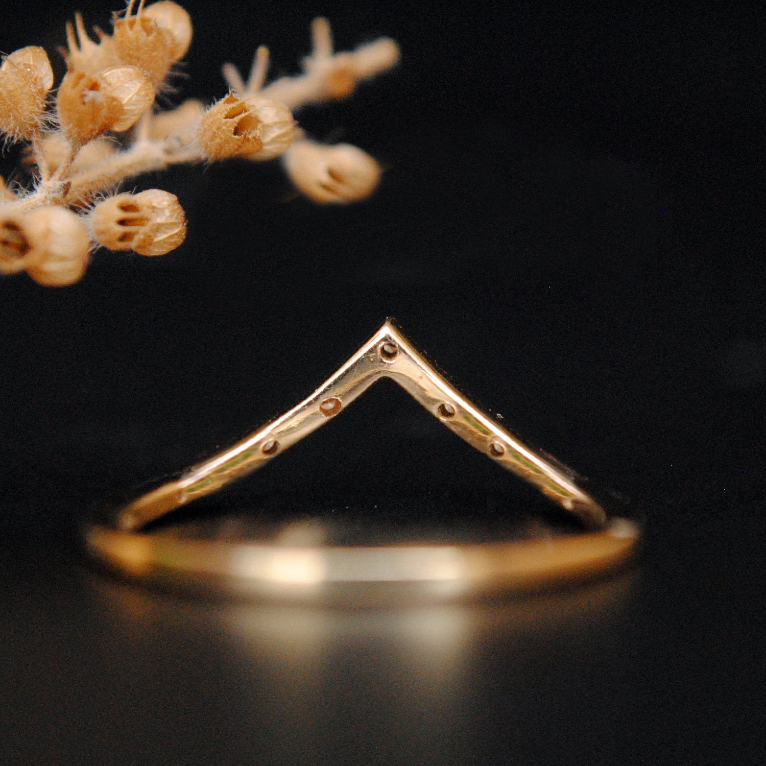 Chevron Ring Stackable V Diamond Ring