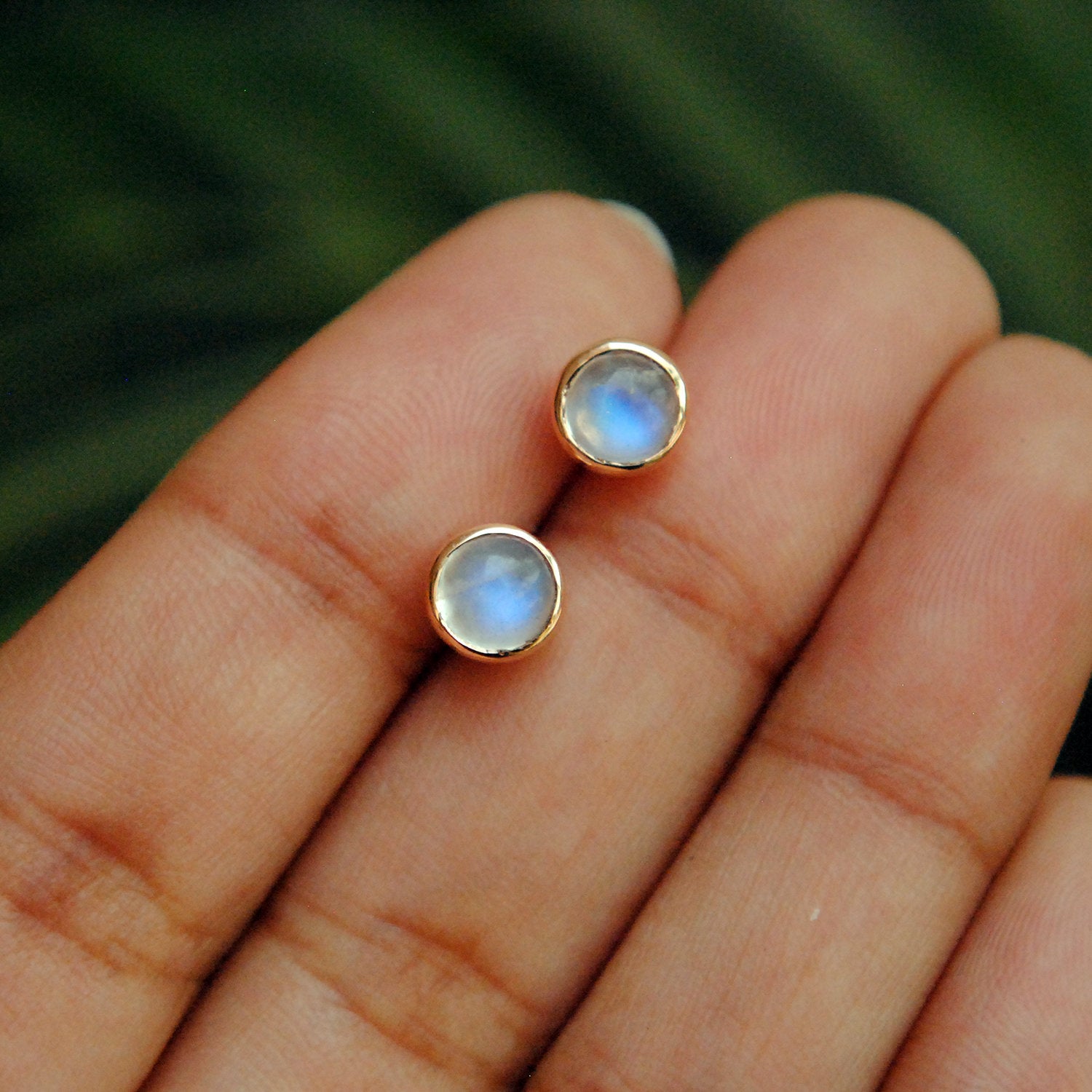 5mm Rainbow Moonstone Ear Studs